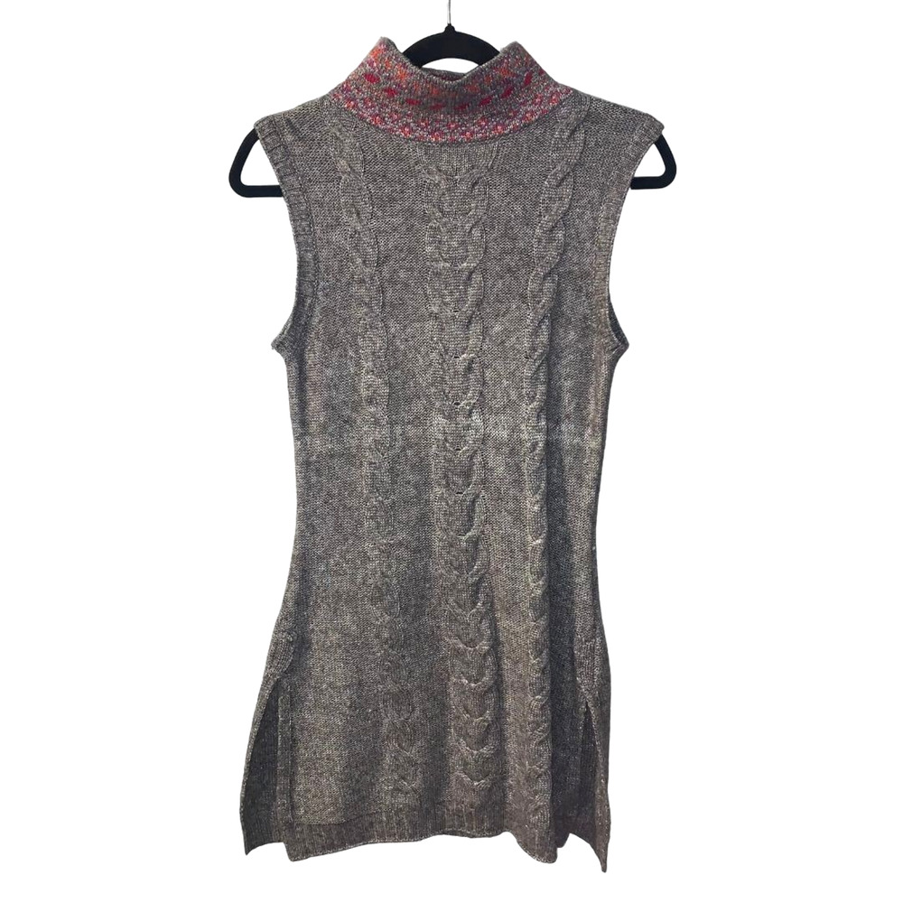 Krimson Klover Women's Apres Ski Tunic Sweater Dress Size XS Gray Intarsia Wool
